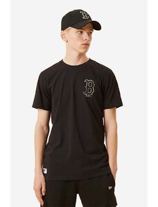 Bavlněné tričko New Era Boston Red Sox Metallic Print černá barva, s potiskem, 12893117-black