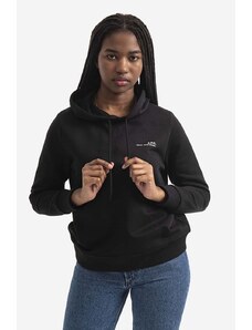 Bavlněná mikina A.P.C. Hoodie Item F COEAS-F27674 BLACK dámská, černá barva, s kapucí, hladká