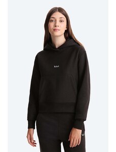 Mikina Woolrich Logo Fleece Hoodie CFWWSW0068FRUT281 dámská, černá barva, s kapucí, hladká