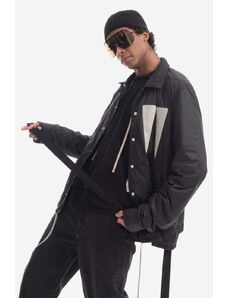 Bunda Rick Owens DRKSHDW Snapfront Jacket DU01C6782 NDEH1 pánská, černá barva, přechodná, oversize, DU01C6782-BLACK