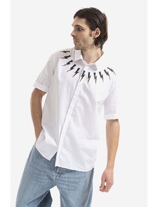 Neil Barrett Košile Neil Barett Bold Neck Short Sleeve Shirt bílá barva, regular, s klasickým límcem, BCM068S.S006S.526-White