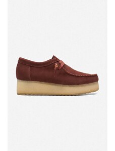 Semišové polobotky Clarks Originals Wallacraft Lo dámské, červená barva, na platformě, 26168747