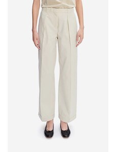 Bavlněné kalhoty A.P.C. Grand Pantalon Camila COEPY-F08401 ECRU béžová barva, jednoduché, medium waist