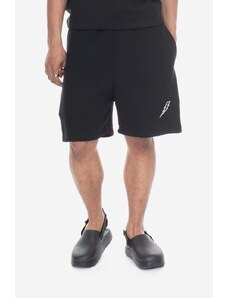 Neil Barrett Bavlněné šortky Neil Barett Embroidered Bolt Shorts PBJP060-U509 01 černá barva