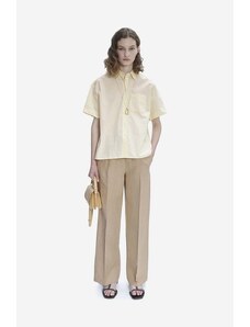 Plátěné kalhoty A.P.C. Pantalon Carlota béžová barva, jednoduché, medium waist, LIAEO-F08426 BEIGE