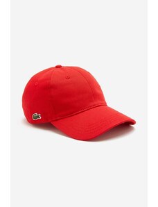 Bavlněná baseballová čepice Lacoste červená barva