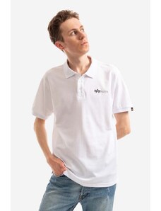 Bavlněné polo tričko Alpha Industries bílá barva, 106600.09-white