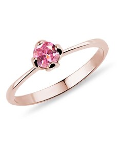 Prsten z růžového zlata s růžovým safírem KLENOTA R0709654