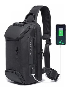 BANGE batoh přes rameno s USB + zámek NURAY Černý 10L Bange BG7082s2