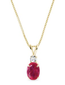Zlatý náhrdelník s oválným rubínem a briliantem KLENOTA N0360703
