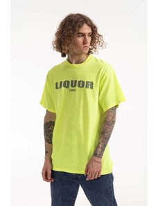 Bavlněné tričko PLEASURES Liquor zelená barva, s potiskem, P22SP048-GREEN, P22SP048-GREEN