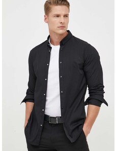 Košile Armani Exchange pánská, černá barva, slim, s límečkem button-down
