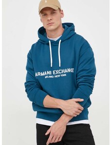 Bavlněná mikina Armani Exchange pánská, s kapucí, s potiskem