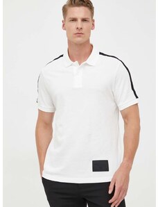 Bavlněné polo tričko Armani Exchange béžová barva, s aplikací