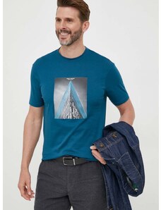 Bavlněné tričko Armani Exchange tyrkysová barva, s potiskem