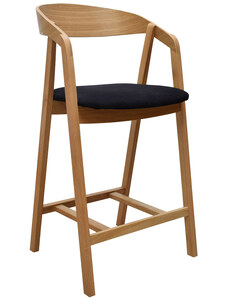 FormWood Dubová barová židle Henry 63,5 cm s černým sedákem