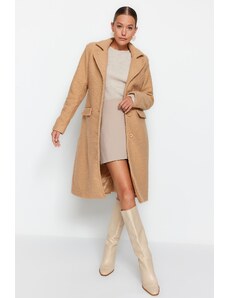 Trendyol Camel Long Boucle Coat