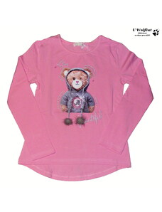 Dívčí tričko dl.r. KUGO WK0860 růžové
