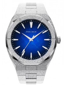 Stříbrné pánské hodinky Paul Rich s ocelovým páskem Frosted Star Dust Moonlit Wave - Silver 45MM