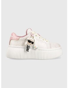 Kožené sneakers boty Karl Lagerfeld KREEPER LO bílá barva, KL42376N