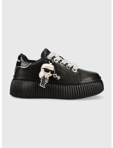 Kožené sneakers boty Karl Lagerfeld KREEPER LO černá barva, KL42376N