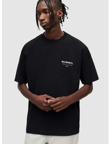 Bavlněné tričko AllSaints černá barva, s potiskem