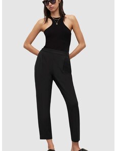 Kalhoty AllSaints dámské, černá barva, přiléhavé, high waist