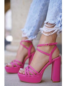 Belle Women Růžové sandály na hrubém podpatku Ilene