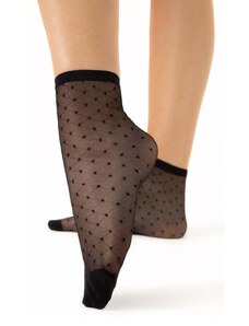 Fiore Černé vzorované silonkové ponožky Lara 20 DEN