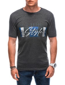 EDOTI Pánské tričko s potiskem S1870 - tmavě šedá