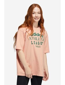 Bavlněné tričko adidas Originals růžová barva, HL0038