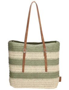 PE-Florence Zelená pruhovaná plážová taška "Hawai"