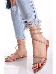 Givana Růžovozlaté nízké sandály Loryna