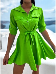 Erikafashion Světle zelené lehké šaty FOGGY s knoflíky