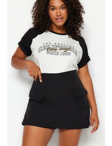 Trendyol Curve Black Plain Pencil Double Face Plus Size Skirt