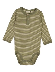 Wheat kojenecké body s dlouhým rukávem 9101 - heather green stripe