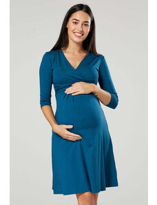 Těhotenské a kojící šaty Happy Mama petrolej