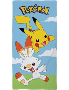 Halantex Plážová osuška Pokémoni Pikachu a Scorbunny - 100% bavlna - 70 x 140 cm