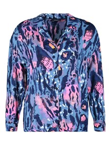 Trendyol Curve Blue Animal Patterned Viscose Woven Shirt