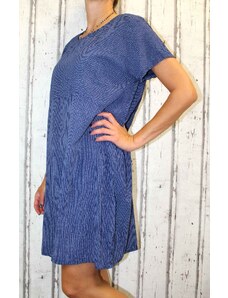 Italy Moda Dámské bavlněné šaty s úzkým pruhem - modro-bílé