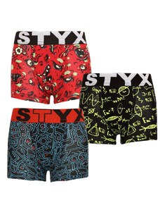 3PACK dětské boxerky Styx art sportovní guma vícebarevné (3GJ12612) 6-8 let