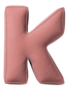 Yellow Tipi Korálově růžový sametový polštář písmeno K 40 cm