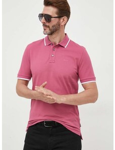 Bavlněné polo tričko BOSS růžová barva