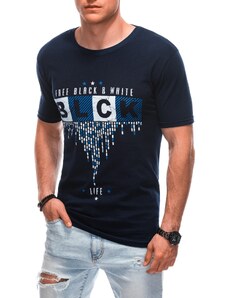EDOTI Pánské tričko s potiskem S1874 - tmavě modré