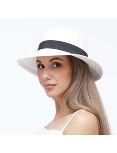 KRUMLOVANKA Dámský letní slaměný klobouk Fa-42625-bílý univerzální velikost