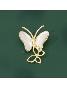 Éternelle Perleťová brož se zirkony Cecilie - motýl