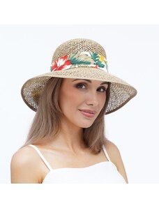 KRUMLOVANKA Letní dámský slamák z mořské trávy s květovanou stuhou 9462