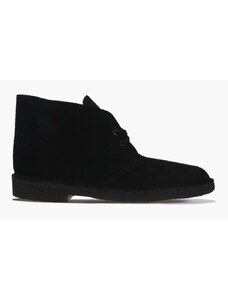 Semišové boty Clarks Originals Desert Boot dámské, černá barva, na plochém podpatku, 26138214