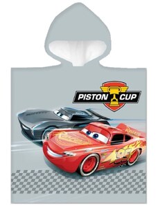 Carbotex Dětské / chlapecké plážové pončo - osuška s kapucí Auta - Cars - motiv Piston Cup - 100% bavlna - 50 x 110 cm