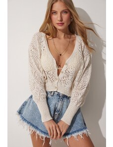 Happiness İstanbul Summer Openwork V Neck Knitwear Cardigan